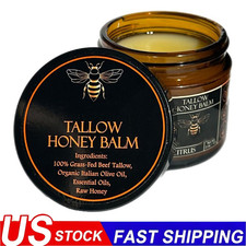 Grass Fed Beef Tallow Honey Balm Organic Raw Unscented Skin Moisturizer US