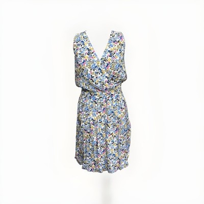 Reiss Kleid Gr. UK 10 mehrfarbig Blumen hell Taschen Frannie Sommer Party Urlaub