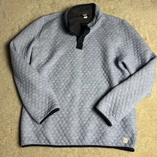 Marine Layer Mens 1/4 Button Quilted Sweatshirt Large Blue
