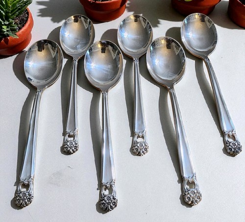 ( 6 ) 1847 Rogers Silverplate Eternally Yours Cream Soup Spoons, 1941 * 6.25" - Picture 5 of 5