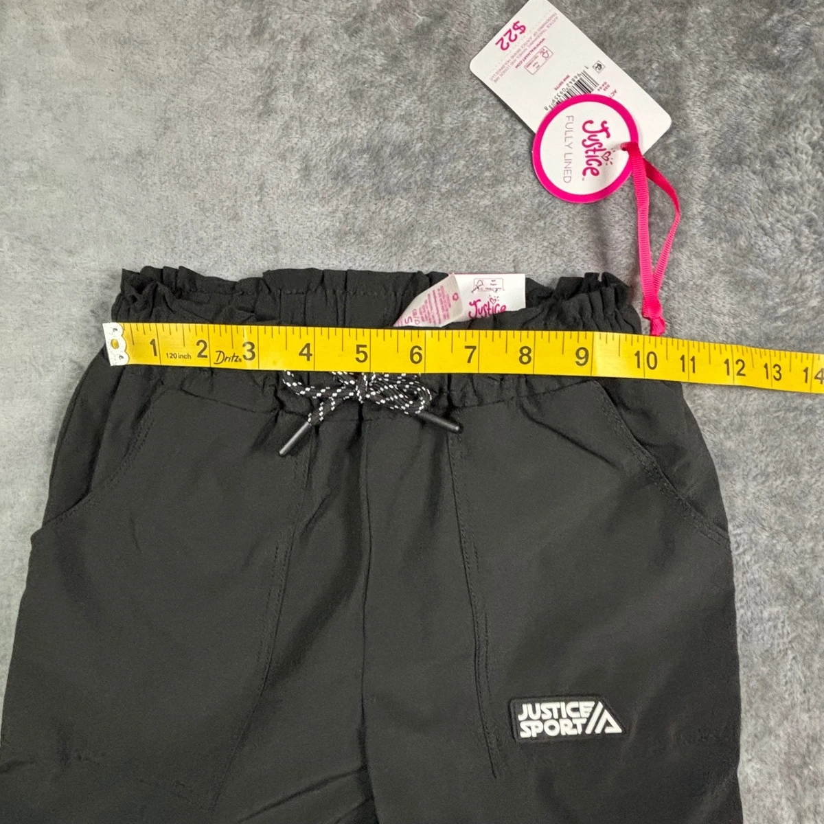 Justice Sport Girls Black Cargo Jogger Pants lined Size S 7/8 NWT