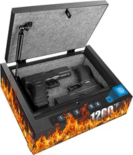 Upgraded Fireproof Biometric Gun Safe for Pistols, Heavy Duty Fingerprint Handgu