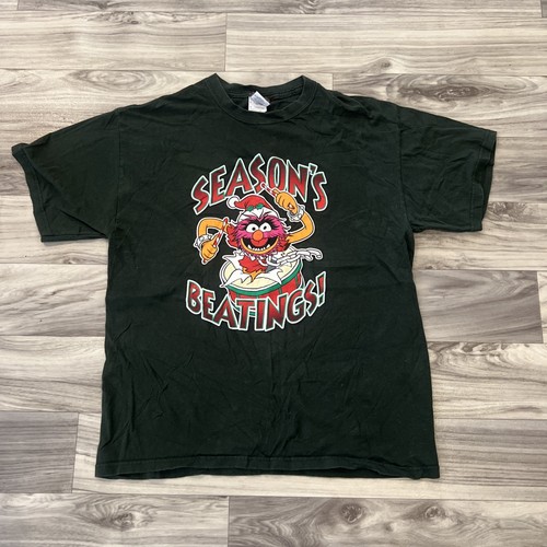 Vintage The Muppets Animal Christmas T Shirt Size Large Seasons Beatings Y2K - Picture 1 of 20