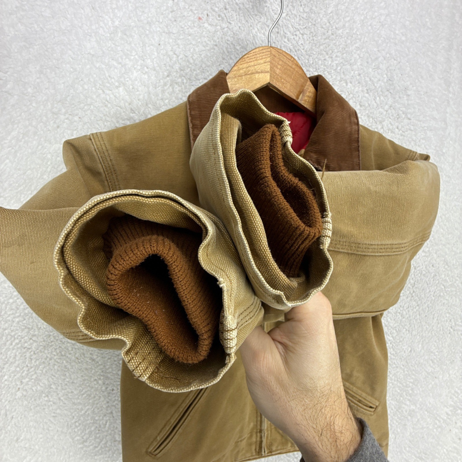 Carhartt Detroit Jacket Quilt Lined Youth 14 (XL) Y20 BRN Brown Red Lining image 10