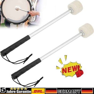 2X Trommel Schlägel mit Filzkopf für Marching Band Bass Drum Skid Resistance DE