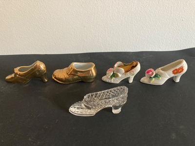 #ad Vintage Ceramic Glass Souvenir Miniature High Heel Shoes Lot of 5 $20.00
