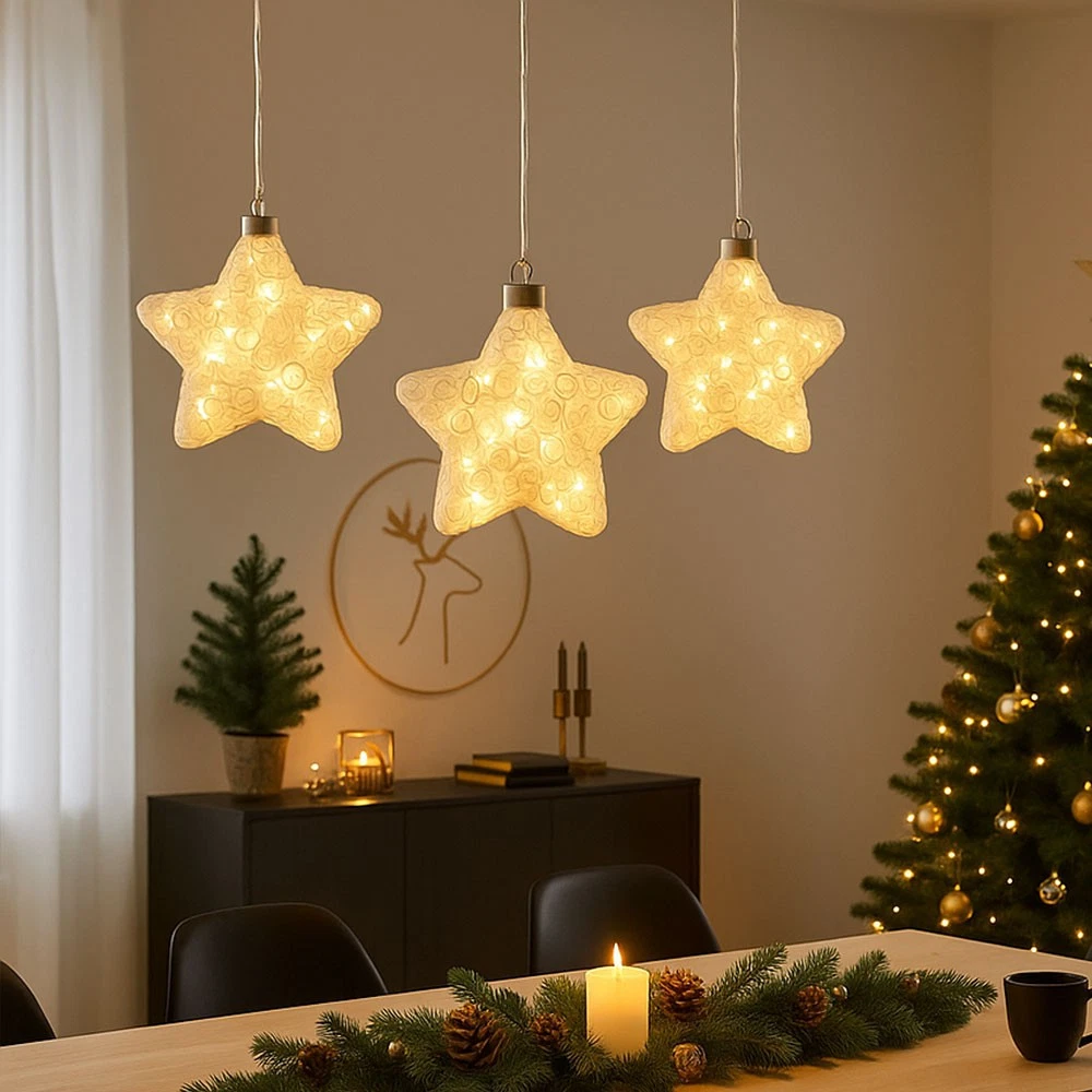 Set 30 Palline Per Albero Di Natale – Plastica Infrangibile, Diametro 6 Cm – Rossi, Verdi, Oro Con Stella – Decorazioni Natalizie
