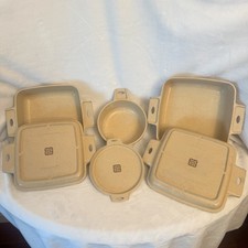 LITTONWARE Set of 6 Microwave Cookware 1 Qt , 1.5 Qt  & 2 Cup Bowl with lids VTG