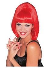 Red Shoulder Length Bouffant Style Starlet Fashion Wig with Bangs