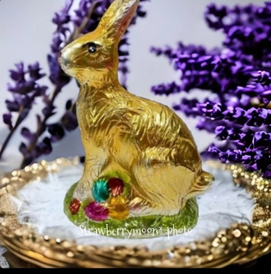 SPRING EASTER Bunny Rabbit Faux FOIL CHOCOLATE Egg Gold Figure Statue New