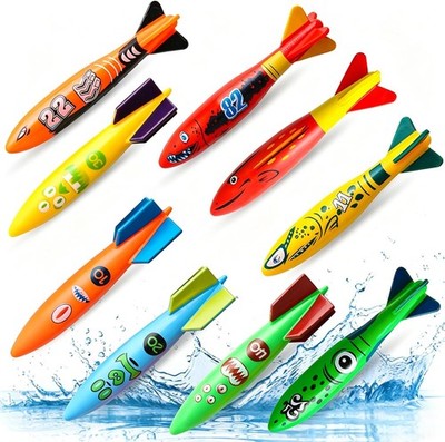 9 Pcs Dive Rings & Shark Torpedo Pool Toys for Kids 4-8