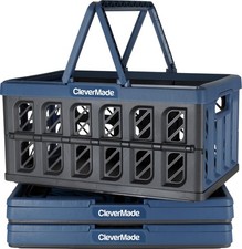Eco Collapsible Shopping Basket with Handles, 24L Ocean, 3 Pack