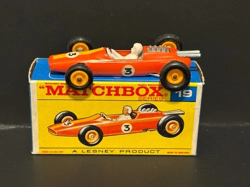 Matchbox Lesney #19D-2 Lotus Racing Car 1966 w/Original Type E Box