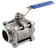 1" Inch Butt Weld Ball Valve Full Port 316 Stainless Steel 3PC Design 1000 WOG