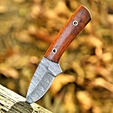 Custom Made Hand Forged Damascus Steel Fix Blade Skinner Hunting Knife UU 13
