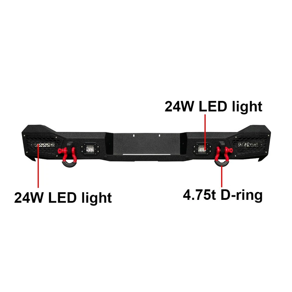 Vijay Rear Bumper for 1998-2003 Dodge Durango with LED light & D-ring - Image 3 of 4
