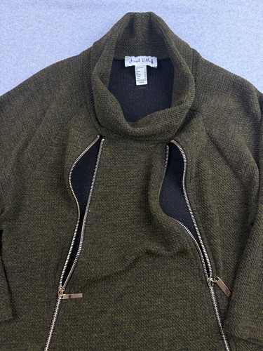 Joseph Ribkoff Sweater Women Size 8 Full Double Zip Metallic Gold Zippers VTG - Picture 4 of 10