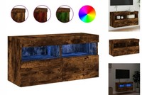 Lowboard Medienboard TV- Schrank Tv-Wandschrank Mit LED Leuchten RäUchereiche 80