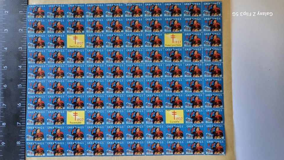 vintage Christmas Seal Mint Sheet Lot 1930's Stamps - Image 4 of 4