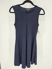 Karen Kane Womens Sz S Knee Length Sleeveless Slinky Knit Dress Navy Blue NEW