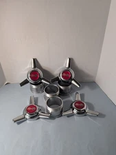 4 CORVETTE 71-79  3 BAR. SPINNERS CENTER CAPS  FACTORY WHEELS  RED FLAGS