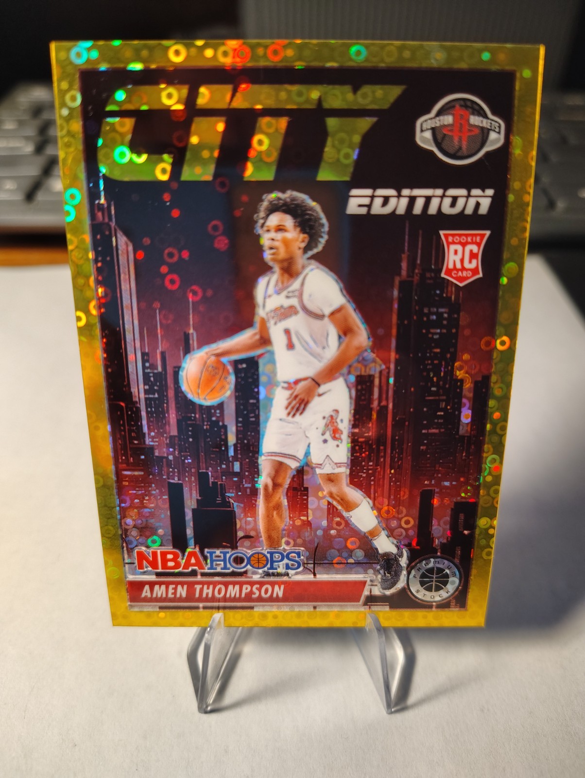 2023-24 Panini Hoops Premium Stock - City Edition Amen Thompson  Gold Disco 8/10
