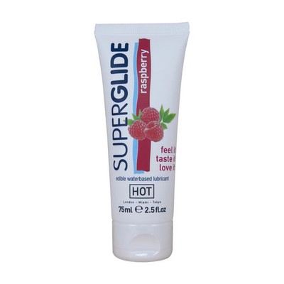 HOT - SUPERGLIDE ESSBARES GLEITMITTEL Wasserbasis Himbeere 75 ml Orale Vorspiele