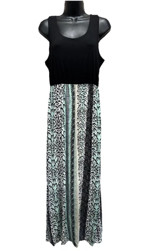 VETEMENTS Abito tubino smanicato Faded Glory nero azzurro taglia L (12 14) tinta unita leopardata