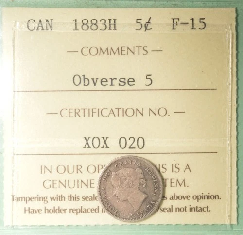 1883 Canada 5 Cents Silver — photo from the most recent tracked eBay sale