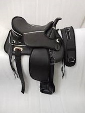 Black Western Treeless Saddle   Synthetic   Lightweight  Comfortable