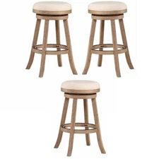 Home Square 29" Fenton Barstool in Driftwood Wire-Brush and Ivory - Set of 3