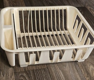Vintage Rubbermaid Dish Rack Drainer – Beige Plastic Kitchen Sink Organizer 