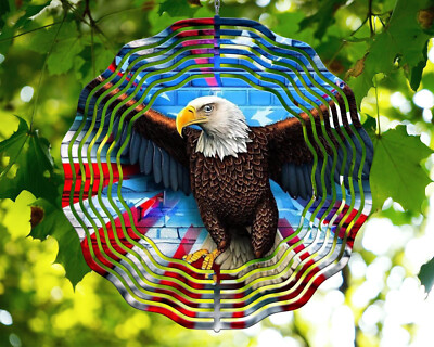 10'' Eagle in Flight Patriotic USA Wind Spinner Yard Art Decor 3D Kinetic rws128