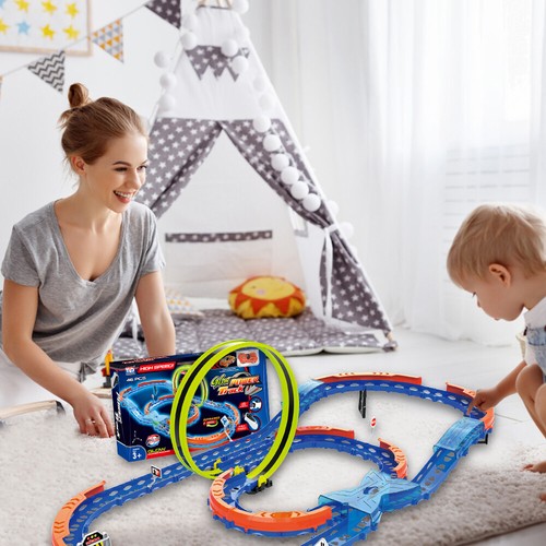 Electric Remote Control Rail Car Toys Rechargeable Fast Track Car Kids Xmas Gift - Picture 4 of 12