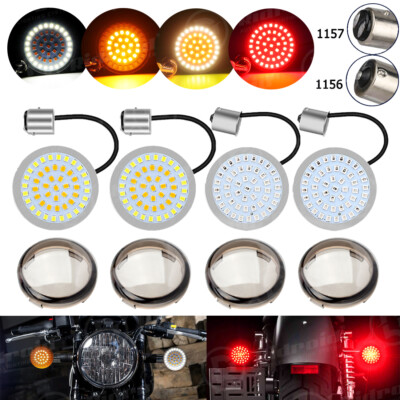 #ad 1157 Front amp; 1156 Rear LED Bullet Turn Signal Brake Lights Smoke Lens for Harley $18.99