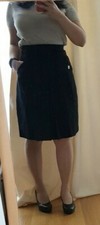 Mango A-line Pleated Knee Length Work Formal Smart Lined Black Skirt Size UK 6-8