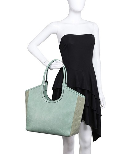 Bolso de hombro grande Boutique Shopper mujer imitación cuero lateral metálico tachuelas - Imagen 16 de 21