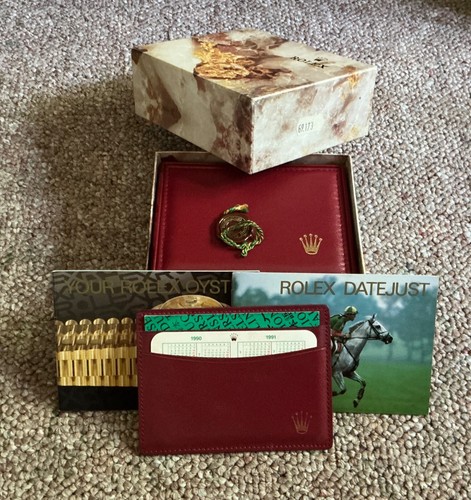 RARE Authentic 1990 Rolex 69173 Full Set Booklets Tag Leather Watch Case & Box..