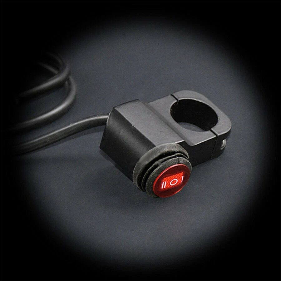 Interruptor de faros de aleación de aluminio para motocicleta de 7/8" 22 mm con luz LED roja Foto 4 de 4