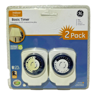 Indoor Plug In Basic Timer 24hr Programmable Daily Cycle 2 Pack General Electric