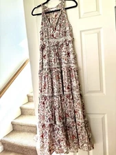 Women’s Love The Label Prairie Print Dress Medium Cottagecore Helena Tiered Maxi