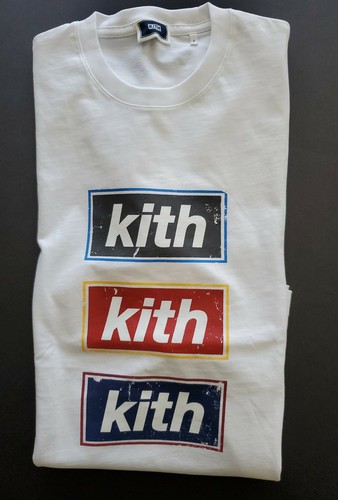NEW KITH Mens White With 3 Logo Tee 