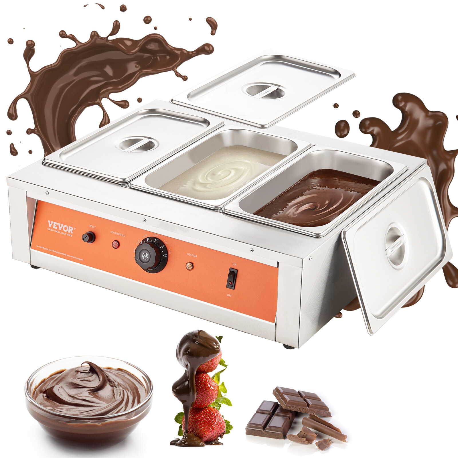 Chocolate Tempering Machine,Stainless Steel,3 Tanks