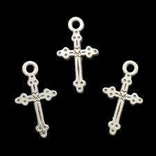 Bulk 200pcs cross Antique Silver Charms Pendants for Jewelry Making 21 12mm