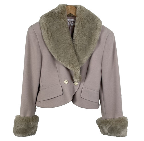 Byblos, Vintage Byblos Jacket Women’s Size Large Faux Fur Beige Short Coat
