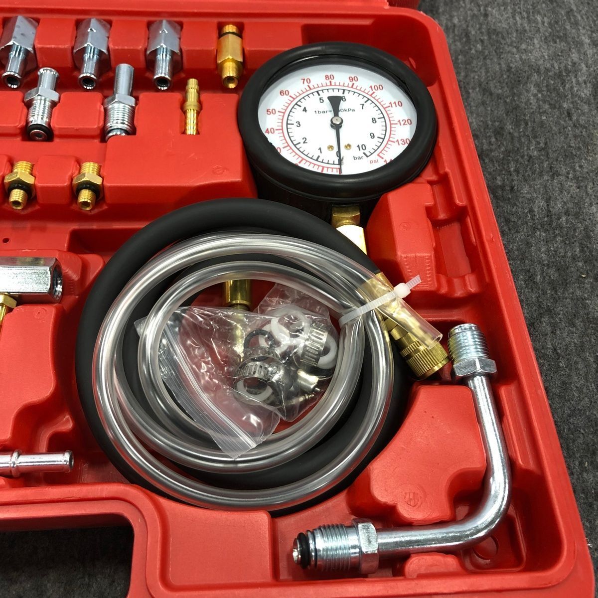 BETOOLL Pro Fuel Injection Pressure Tester Kit Gauge 0140 PSI, No Box