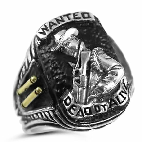 Bounty Hunter ring sterling silver Wanted Dead or Alive Lge