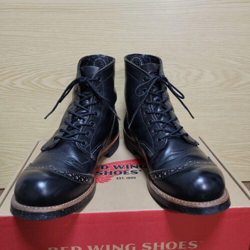 Red Wing Boots 8126 Brogranger SizeUS7.5D Genuine Leather Black 