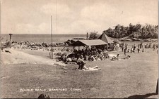 Branford Connecticut Double Beach Sun Bathers Crowd of People Postcard CT