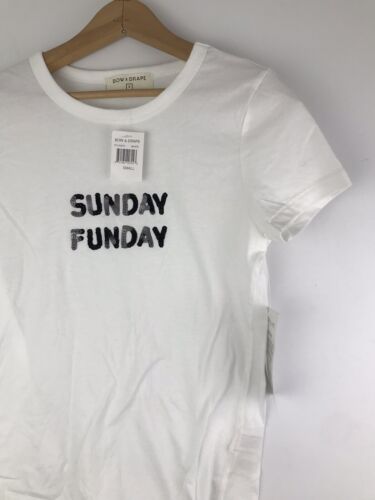 Bow & Drape T Shirt Size S Sunday Funday Sequin Football Top Womens NEW n - Picture 4 of 7